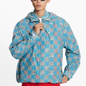 BRAND NEW Louis Vuitton Virgil Abloh Distorted Damier Blue Hooded Parka Jacket